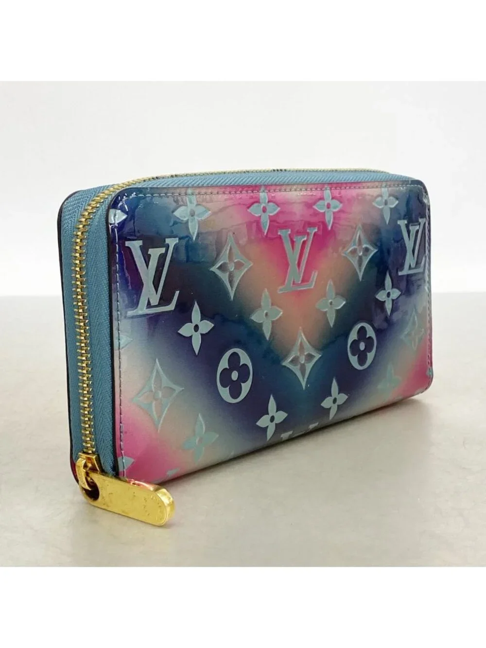 Louis Vuitton Wallet Vernis Zippy Blue Pink